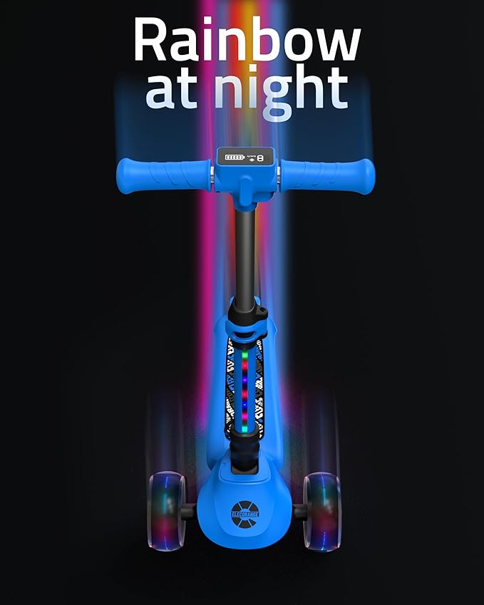 Elecorange T200/T500 Balance Electric Scooter for Kids Age 4-9, 2 Types Front Wheels, Electric Horn, Full Body Lights Up, Wide Deck, 5Mph Safe Speed, 70min Riding, Foldable Kick Scooter Boys & Girl