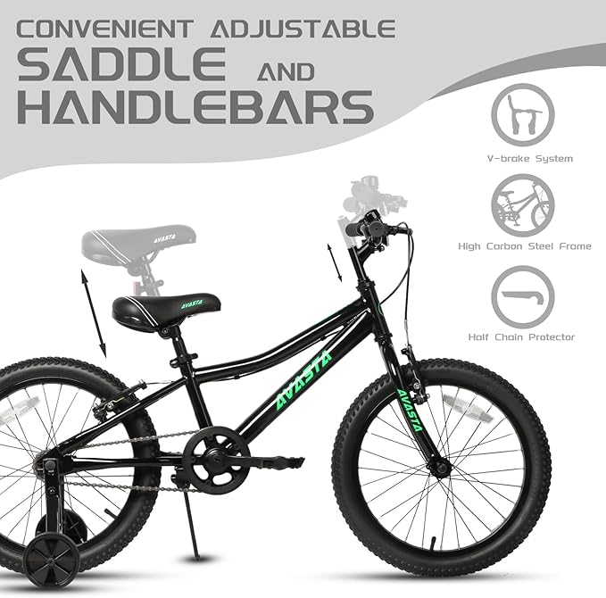 AVASTA Bilbo 18 20 Inch Kids Bike for Boys Girls 5-10 Years Old, Retro Style High Carbon Steel Bicycle with Adjustable Handlebars and Seat, Dual V-Brakes, Kickstand, Multiple Colors