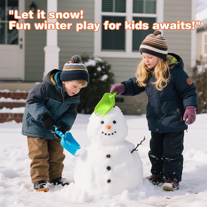 Sand Beach Shovels for Kids Heavy Duty Plastic Summer Sand Scoops Toy 4 Pack (Blue, Green, Yellow, Orange) Sandbox Garden Digging Play Gift Set Party Bundle-8.3inch