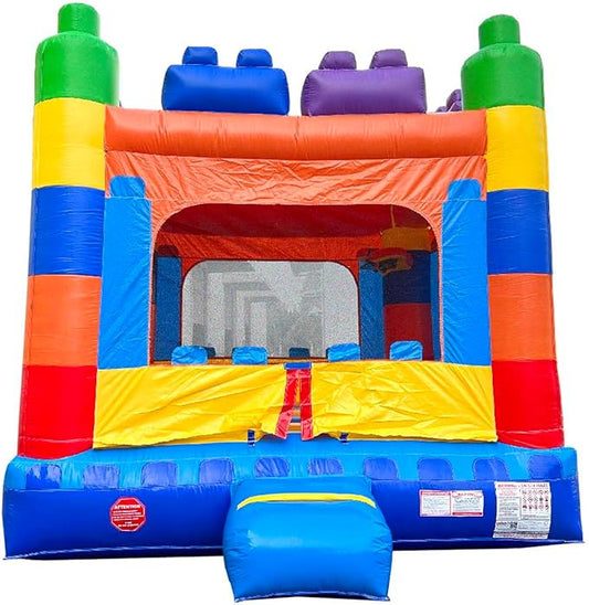 Crossover Building Blocks Inflatable Bounce House, Bouncy Jump Castle for Kids and Toddlers, Outdoor Birthday Party Jumping Bouncer, Commercial-Grade, Without Blower, 13 x 12 x 14.5 Ft