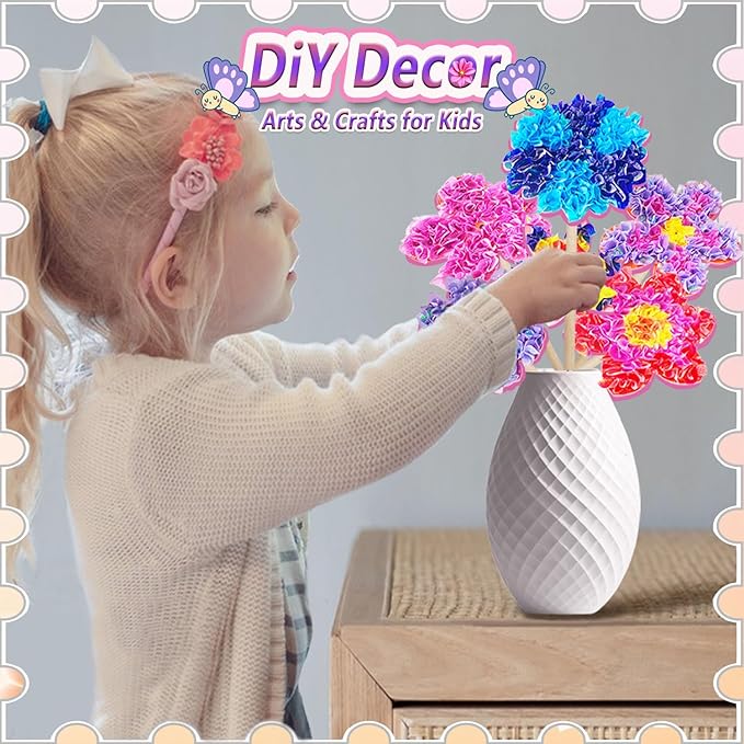 JRD&BS WINL Poke in Fun Art Kit for Kids Ages 3 up, Flower Bouquet Creative Decor Mess Free Art Set for Children Fun Activity Gifts for Boy and Girls 4-8 Year Old DIY Fabric Craft (Flower Bouquet)