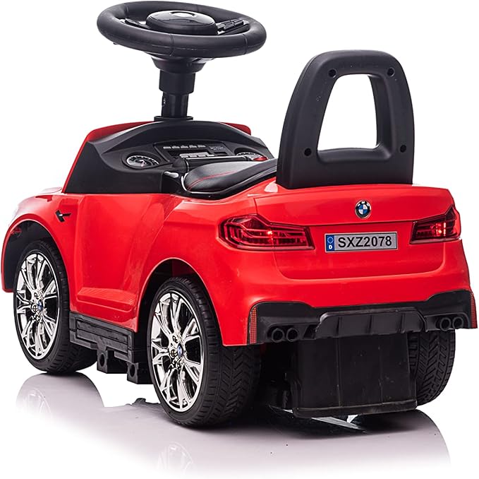 Best Ride On Cars BMW 4 in 1 Battery Powered Push Car, Red, Large