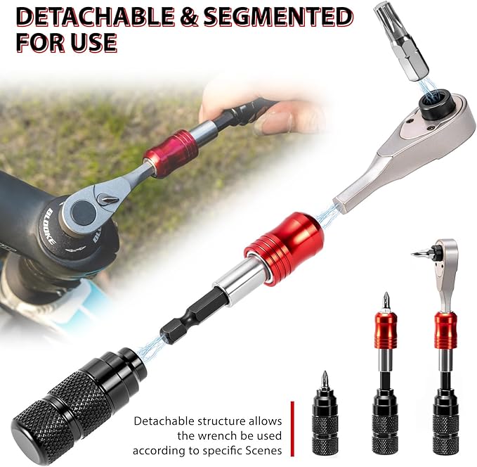 Bike Repair Tool Kit with Mini Pump & 10 Magnetic Bits - Alloy Multitool for Bicycle, MTB, Road Cycling - Portable Multifunction Tool Set Include Tire Inflator for Presta/Schrader Valves