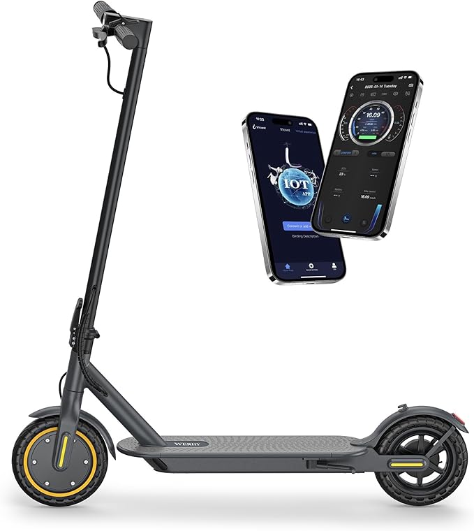 WERHY Electric Scooter, 350W/500W Motor, Top Speed 19/22 mph, Max 16/23/25/28Miles Ranges, Foldable E Scooter for Adults