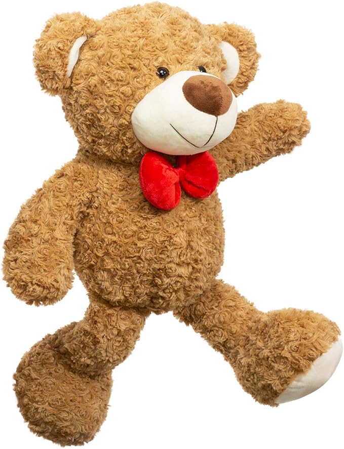 BEJOY Teddy Bear Stuffed Animal Plush Bear with Red Bow and Hearts Holiday Toy Gift 24 inches Brown
