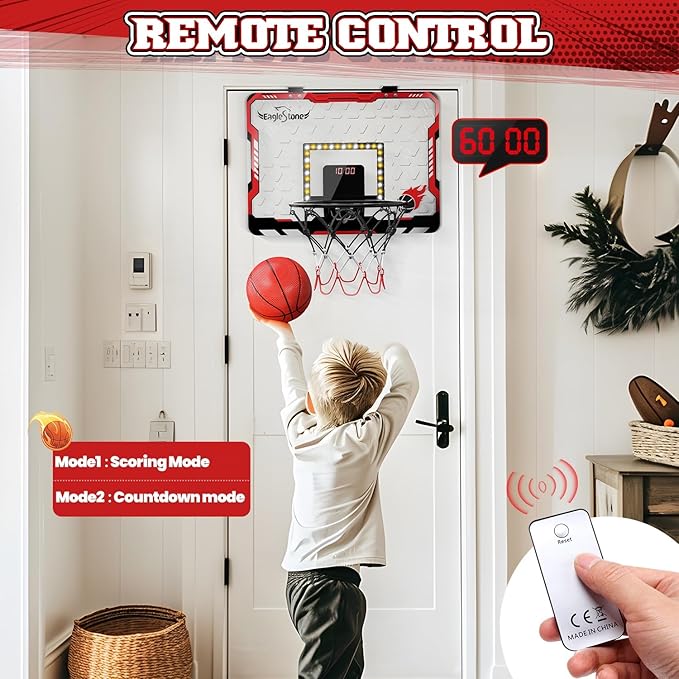 EagleStone Kids Indoor Basketball Hoop, 4 Balls Mini Basketball Toy for Toddlers