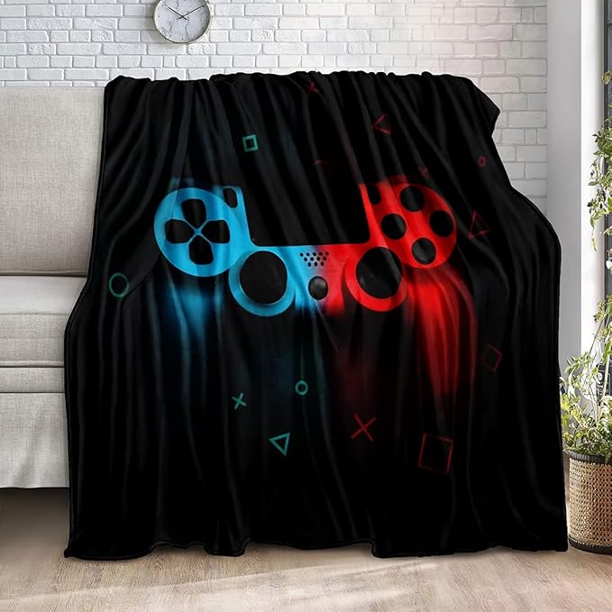 lirs Bedding Gaming Throw Blanket 60" x 50’’ Super Soft, Fleece, Gamer Gift for Couch Sofa for for Kids Boys Teens Video Game (MT-A07, 60’’x50)