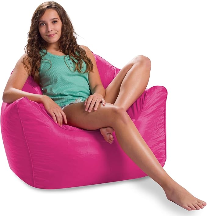 Posh Creations Structured Comfy Seat for Playrooms and Bedrooms, Large Bean Bag Chair, Malibu Lounge, Pink