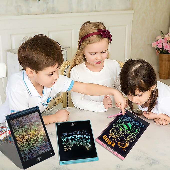 4 Pack LCD Writing Tablets for Kids, 8.5 Inch, Toddler Toys Colorful Doodle Board Birthday Gifts for Ages 3-8 Boys Girls Drawing Tablet for Learning and Education (Blue Pink Red Black)