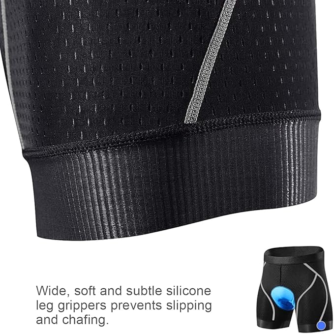 Souke Sports Men's Cycling Underwear Shorts 4D Padded Bike Bicycle MTB Liner Shorts with Anti-Slip Leg Grips