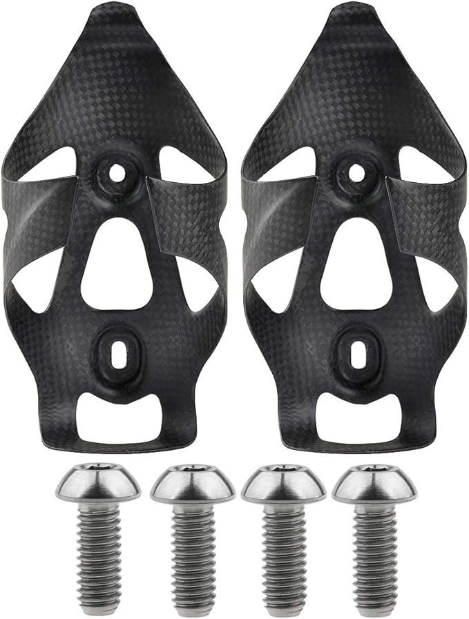 Full Carbon Fiber Bicycle Water Bottle Cages Holder Brackets with Titanium Bolts Pack of 2