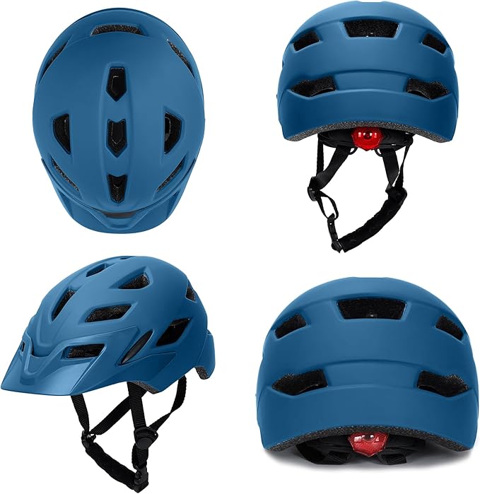 Kids Bike Helmet,Bavilk Kids Boys Girls Bike Helmets with LED Light Detachable Visor Children Youth Teen Multi-Sport for Skating Cycling Scooter Skateboard Adjustable & Lightweight 19.7"-22.4"