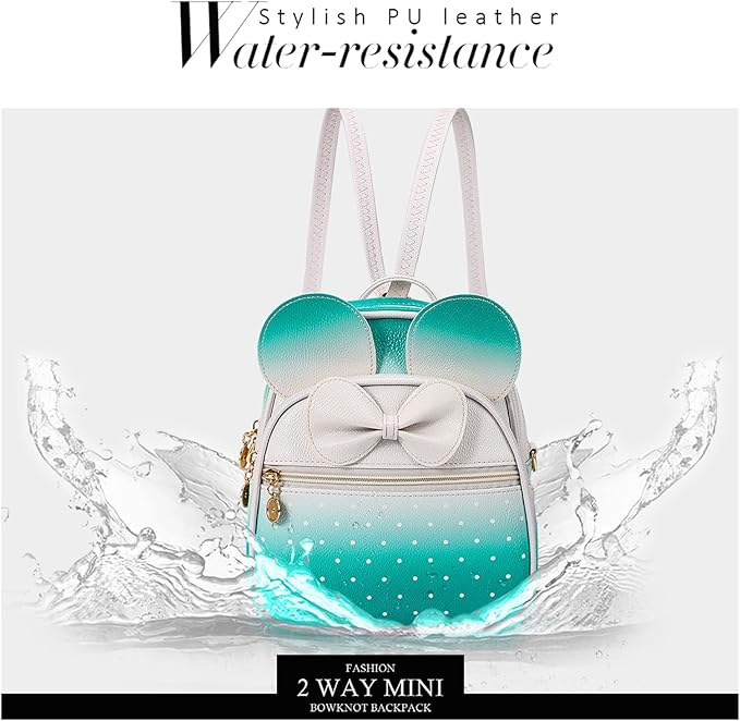 KL928 Girls Mini Backpack Bowknot Polka Dot Cute Small Daypacks Convertible Shoulder Bag Purse for Women