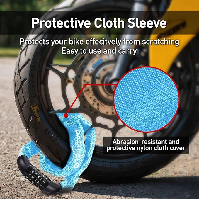 Bike Chain Lock Security 5 Digit Resettable Combination, 51.2 inches Heavy Duty Anti Theft Lock Chain for Bicycle, Motocycle, Scooter, Gate, Fence (SkyBlue, 4.2ft)