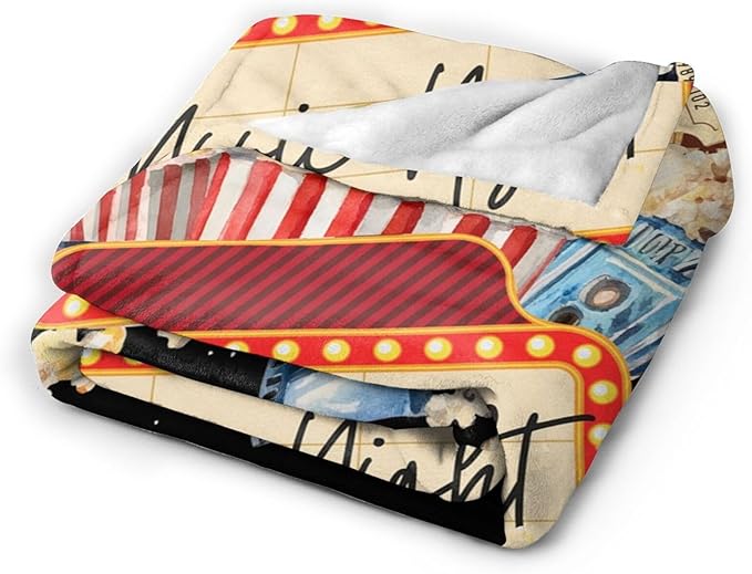 Movie Blanket Popcorn Gifts for Girls Boys Movie Theater Throw Blankets Cozy Plush Fleece Decor Flannel Fuzzy for Women Men 80"X60"