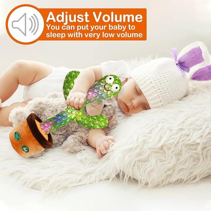 [Update Volume Adjustable] Talking Cactus Toy Mimics Back, Gift Package Repeat Dancing Plush Toys - Talking Sing+Repeat+Dancing+Recording+Rainbow Led Cactus Toy(15 Second Recording)
