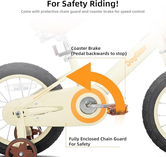 JOYSTAR Vintage Kids Bike with Training Wheels & Basket, 12 14 16 Inch Girls Bike for 2-7 Years Old, Children Bicycles, Multiple Colors