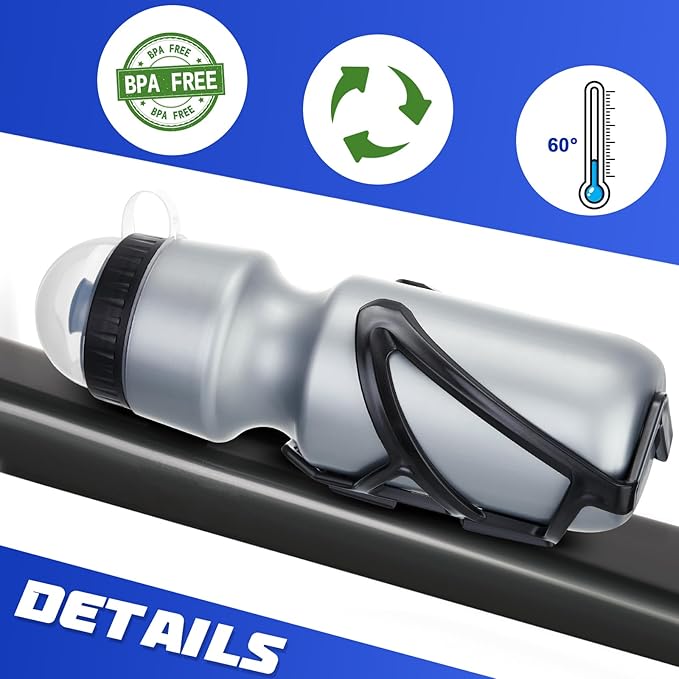 Mifoci Bike Water Bottle Cage with Bottle Bike Water Bottles and Holder 24oz Squeeze Sport Bicycle Accessories for Mountain Outdoor Cycling