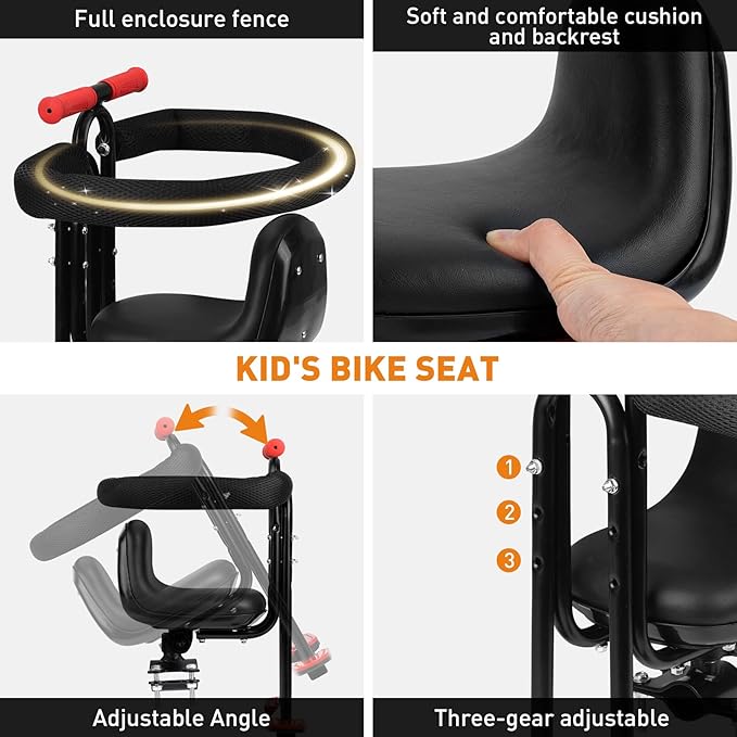 Kid's Bike seat Front Child Carrier Bike Chair for Bicycle Kids seat for Children 2~4 Years,Weight 55 lbs
