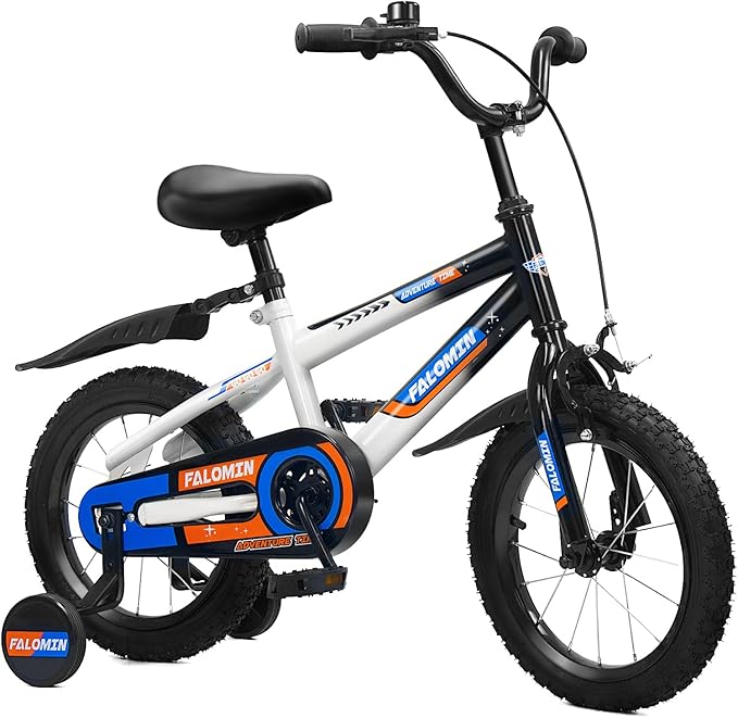 12/14/16 Inch Children’s Bike for Toddlers Kids Ages 3-8, Safe Non-Slip Tires, Removable Training Wheels, Coaster Brake, Easy Assembly, Perfect for Boys and Girls, Blue and White