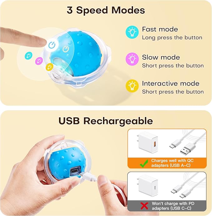 Potaroma Interactive Cat Toys, Fast Moving Ball in Play Mat, Automatic Motion Activated Ball Hide and Seek for Indoor Exercise Kicker, Animal Squeaky, 28 Inch Mat