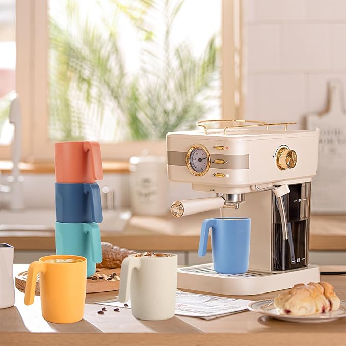 Homienly Wheat Straw Coffee Mugs, Alternative to Plastic Coffee Cups, Set of 6, Unbreakable Camping Coffee Mugs, 16 OZ Cups for Tea, Coffee, Milk, Dishwasher and Microwave Safe Kids Mug, Multi