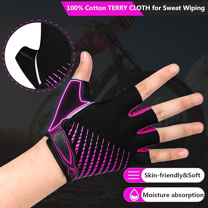 BIKINGMOREOK Bike Cycling Gloves for Men Women,Non-Slip Breathable 5MM Gel Pads DH Mountain Road Bicycle Gloves for MTB Biking Cycling,Workout Sports