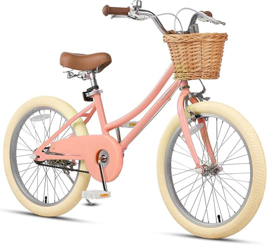 Petimini Girls Bike with Basket for 2-12 Years Old Kids, 12 14 16 18 20 Inch Bicycle with Bell Training Wheels Basket, Multiple Colors