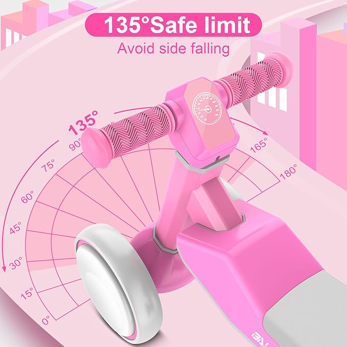 Baby Balance Bike for 1 Year Old Boys and Girls – Toddler First Bike with Colorful Lighting, 4 Wheels Safe Indoor Ride On Toy for 12-24 Months, First Birthday Gift