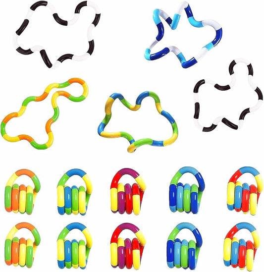 15PCS Quiet Twisty Fidget Toys – Squeeze, Twist, and Spin – Multicolored Sensory Toys for Kids and Adults, Stress Relief Toys & Educational Tools for Classroom,Alternative gifts (Random Color)