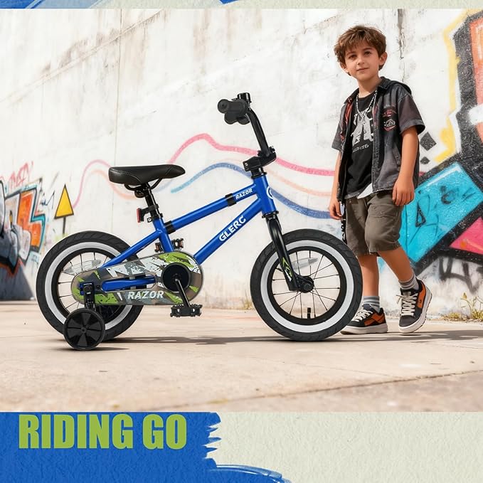 Glerc Kids Bike for Ages 1-8 Years Old, 12-16 Inch BMX Style Kids Bicycle with Training Wheels, Boys Bike for Children and Toddler, Multiple Colors