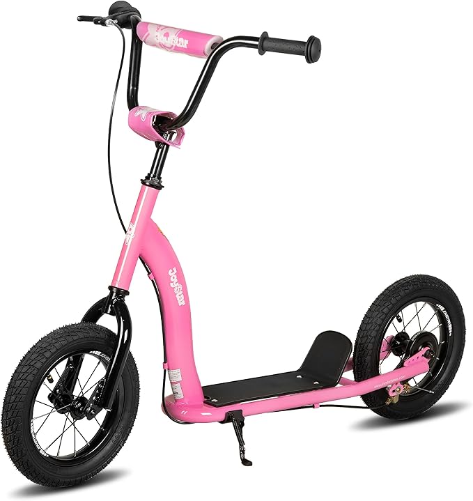 JOYSTAR Kick Scooter for Kids 5+ Teens & Youth, Lightweight Kids Scooter with Adjustable Handlebar, 2 Wheel Scooter for Boys & Girls, 12" Inflatable Wheels Rear Drum Brakes