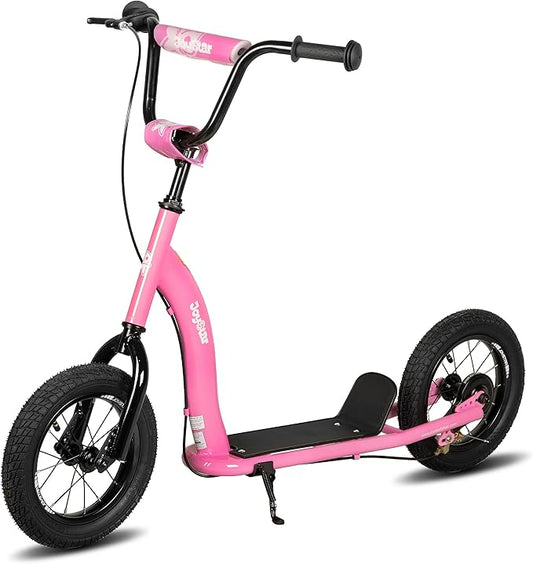 JOYSTAR Kick Scooter for Kids 5+ Teens & Youth, Lightweight Kids Scooter with Adjustable Handlebar, 2 Wheel Scooter for Boys & Girls, 12" Inflatable Wheels Rear Drum Brakes