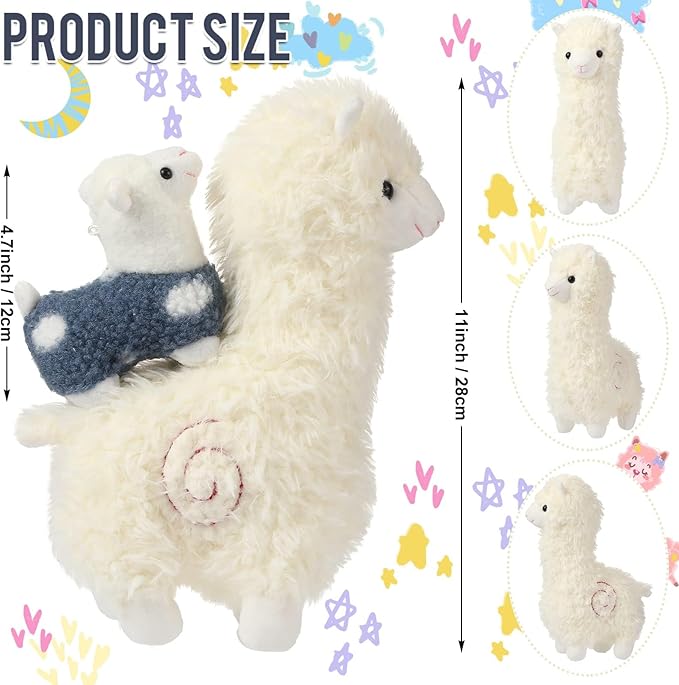 Civaner Llama Stuffed Animal with 4 Baby Llama Plushies Operation Christmas Cute Alpaca Plush Set Soft Kawaii Alpaca Pillow for Kids Girls Birthday Christmas Charity Donation Gift Home Decor(White)