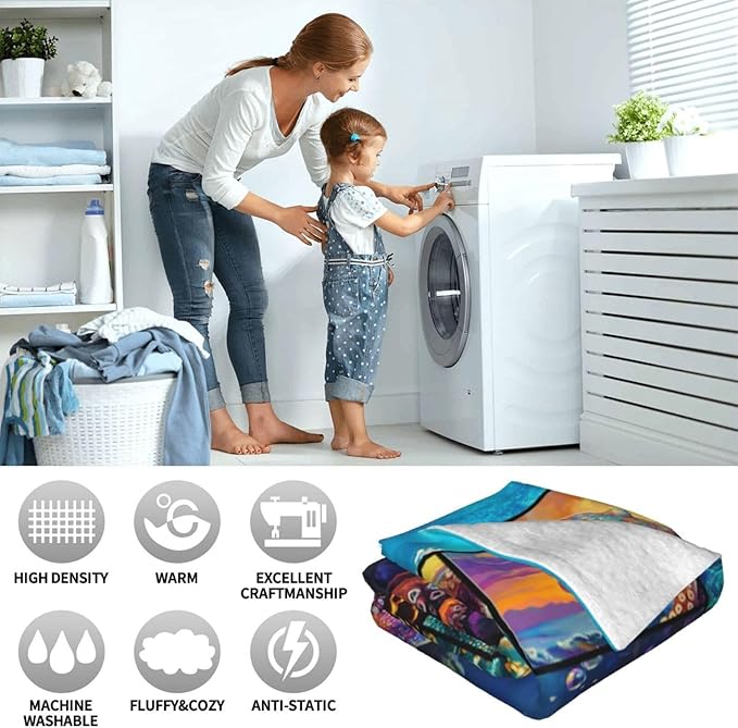 Octopus Throw Blanket Ultra Soft Flannel Blanket Gifts for Women Girls Men Boys Lightweight Cozy Blankets Gift for Women and Men Couch Sofa Bed 80" x 60"