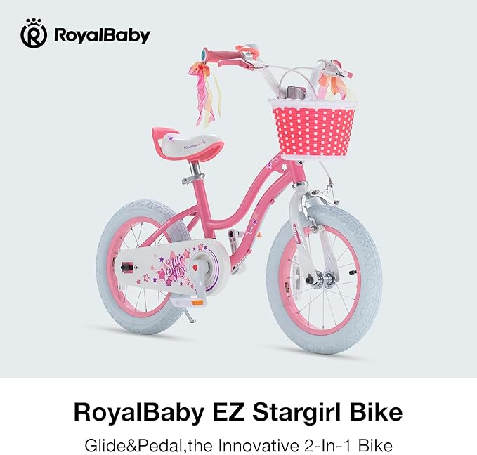 RoyalBaby Girls Bike Classic & EZ Kids Bike, Balance and Pedal Bicycle, 12 14 16 18 20 Inch Toddlers to Big Kids 3-10 Years