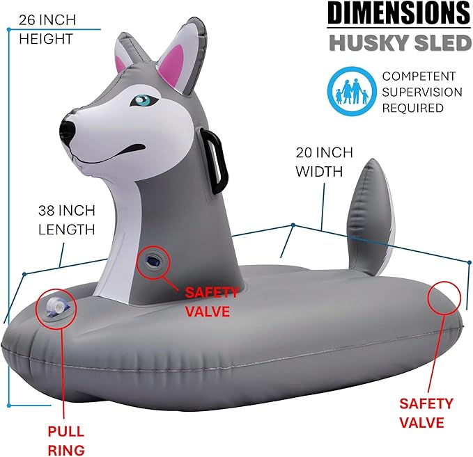 Jet Creations Inflatable Husky Dog Tube Pool floatie ridable Blow up Summer Beach Swimming Pool Party Lounge raft Decorations Toys Kids Adults 38 inch Fun-HUSKYM,Multi