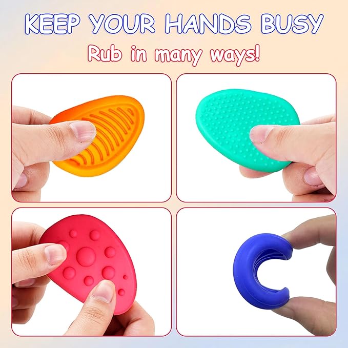 Sensory Stone Fidget Toys for Kids - 12PCS Textured Anxiety Relief Toys for Autism & ADHD, Tactile Calming Classroom Prizes, Office Coworker Gifts for Children (Set of 12)