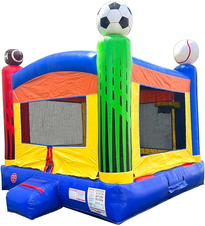 Crossover Deluxe Sports Inflatable Bounce House, Bouncy Jump Castle for Kids and Toddlers, Outdoor Birthday Party Jumping Bouncer, Commercial-Grade, Without Blower, 13 x 12 x 14.5 Ft