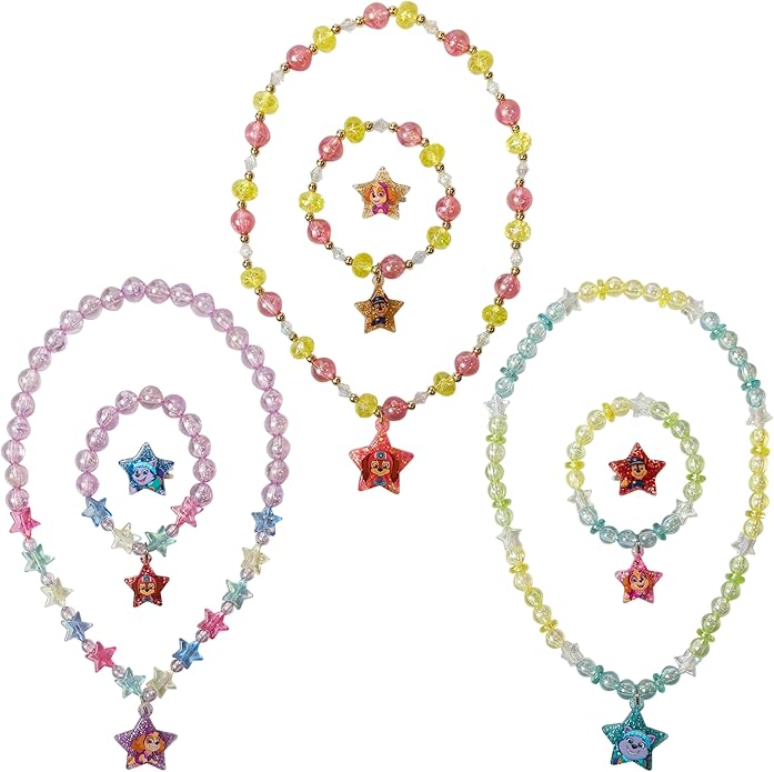 LUV HER Paw Patrol Girl's Jewelry Set - Dress up Toy Jewelry Box Set with Bead Necklace, Bracelet and Ring - Play Accessories - Ages 3+