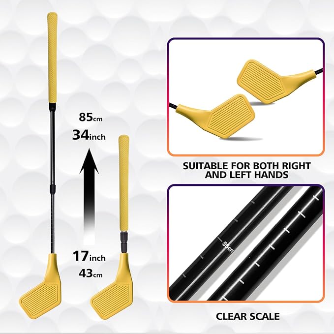 Kids Golf Club Set, Adjustable Backyard Outdoor Indoor Golf Clubs with Oversized Club Heads for Kids, Juniors, and Family Play Golf Game in Grass, Parks, Yards (Yellow)