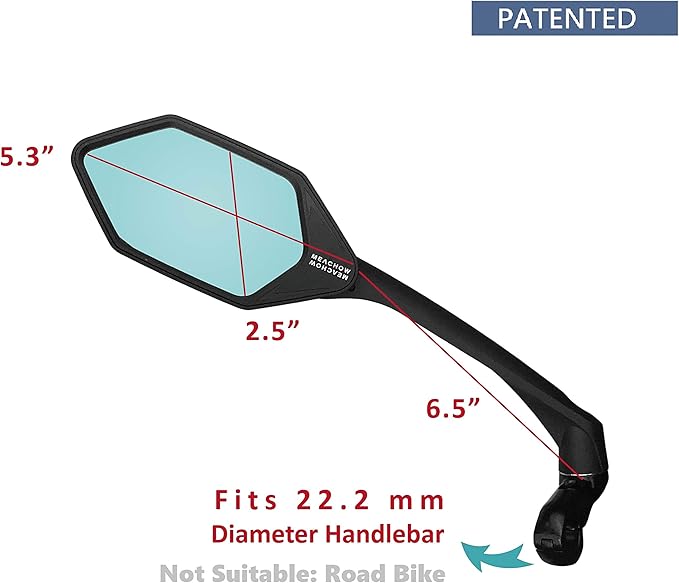 MEACHOW New Scratch Resistant Glass Lens,Handlebar Bike Mirror, Rotatable Safe Rearview Mirror, Bicycle Mirror,ME-007