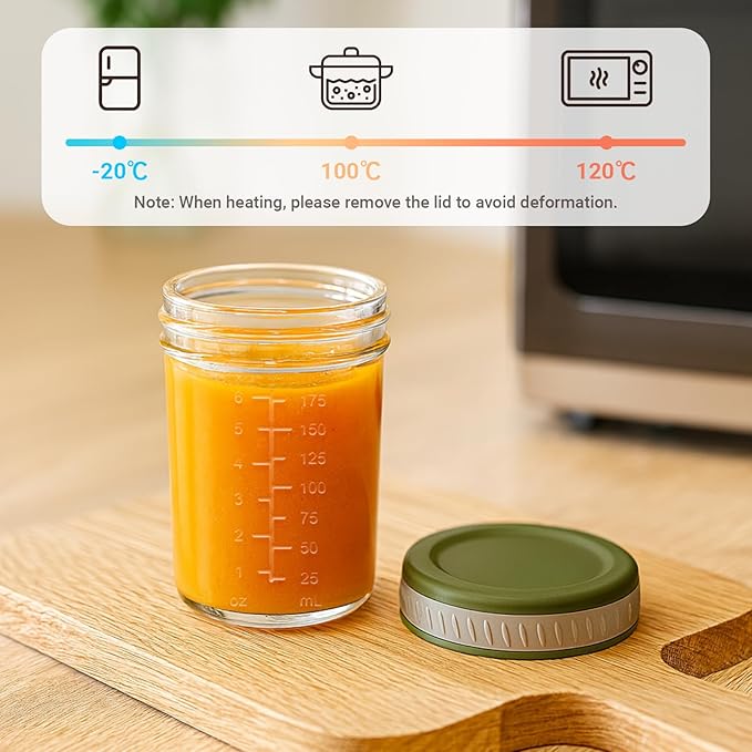 Sursip 8Pcs 4 oz Glass Jars with Lids, Airtight Mason Jars for Baby Food Storage, Juice, Milk, Yogurt, Overnight Oats, Mini Toddler Snack Cups