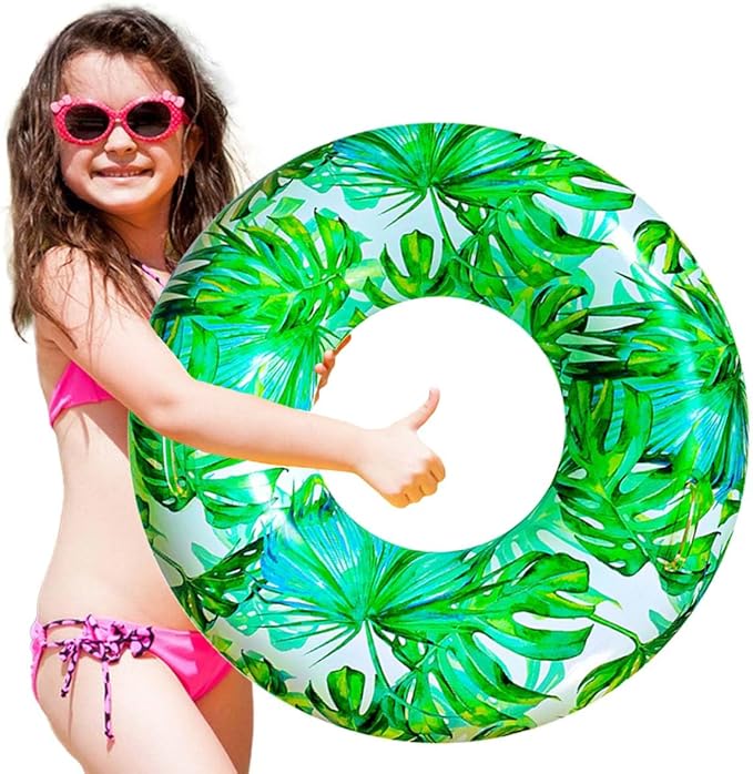 Pool Floats for Adults, Swimming Beach Tube, Adult Swim Ring, Adult Pool Float with Two Handles,Leaf Swim Ring