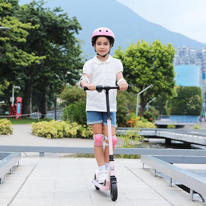 Caroma Electric Scooter for Kids Ages 6-14, 150W/180W Motor,10 MPH Max Speed & 7 Miles,Adjustable Height & Speed,Colorful Lights,LED Display,Foldable Kids Electric Scooter 132 Lbs Max Load