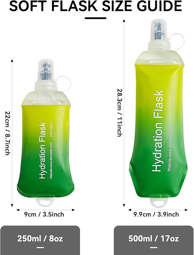 500ml Soft Flask Soft Water Bottle for Running, Hiking, Travelling, Cycling and Climbing - Gradient Green