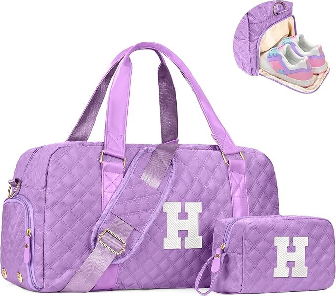 Duffel Bag, Girls Gift Bag Teens, Initial Travel Duffel Bag, Personalized Weekender Bag, Monogram Overnight Bag Gift for Grandmother,Tween Girls Gifts Daughter Gifts Niece Gifts, Mothers Gifts