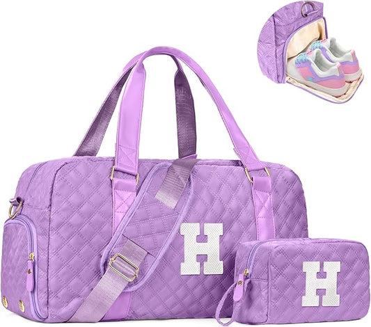 Duffel Bag, Girls Gift Bag Teens, Initial Travel Duffel Bag, Personalized Weekender Bag, Monogram Overnight Bag Gift for Grandmother,Tween Girls Gifts Daughter Gifts Niece Gifts, Mothers Gifts