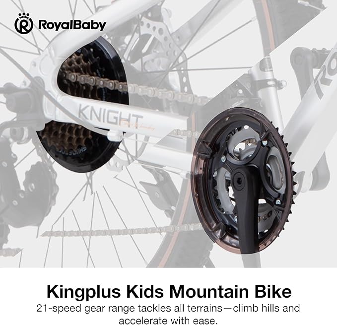 RoyalBaby Kids Mountain Bike for Boys and Girls, Ultra-Light Aluminum 20-24 Inch Wheel Bicycle for 6-14 Years Old Children, 7/21-Speeds Drivetrain