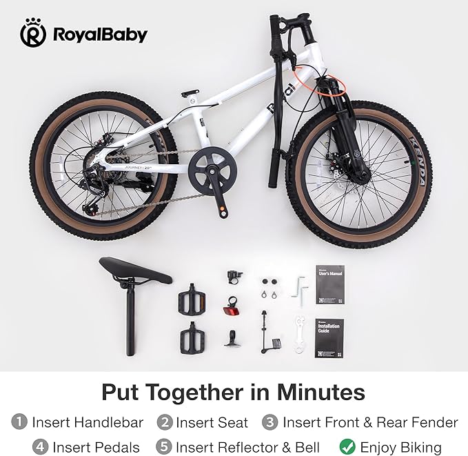 RoyalBaby Kids Mountain Bike for Boys and Girls, Ultra-Light Aluminum 20-24 Inch Wheel Bicycle for 6-14 Years Old Children, 7/21-Speeds Drivetrain